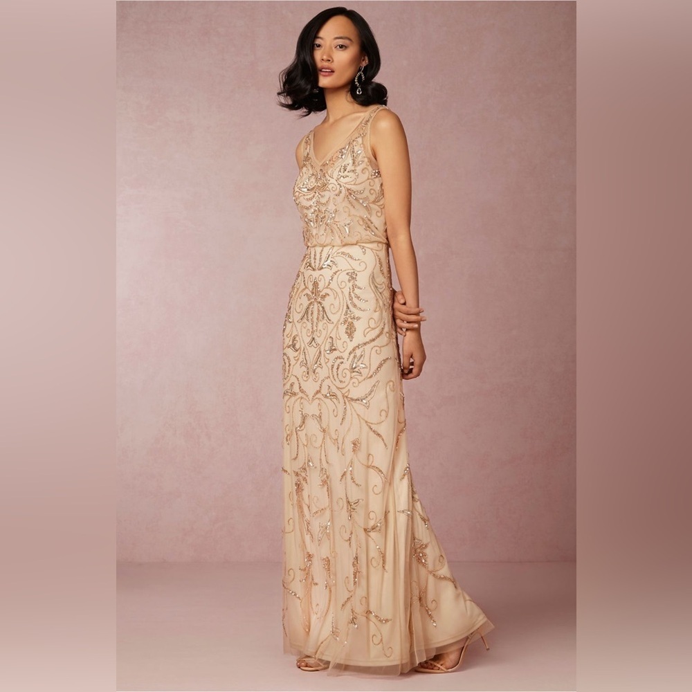 Adrianna Papell Ascot Evening Gown With Detailed Bead/Sequin Stitching